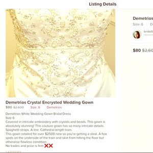 Demetrious White Wedding Gown size 6
